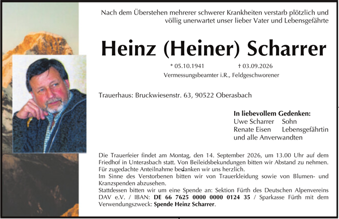 Todesanzeige Heiner Scharrer